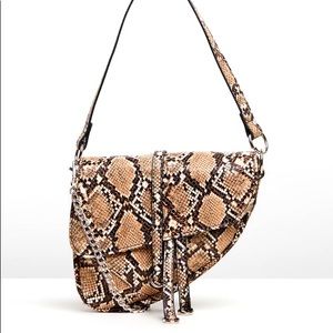 MISSGUIDED Snakeskin Print Saddle Bag
